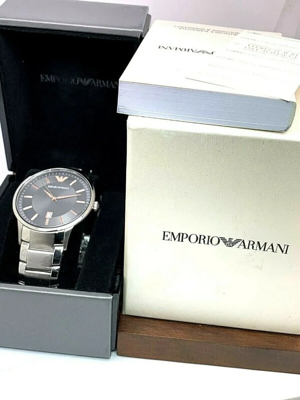 Emporio Armani Men's Watch AR11179 Quartz Gray Dial Silver Stainless Steel 43mm
